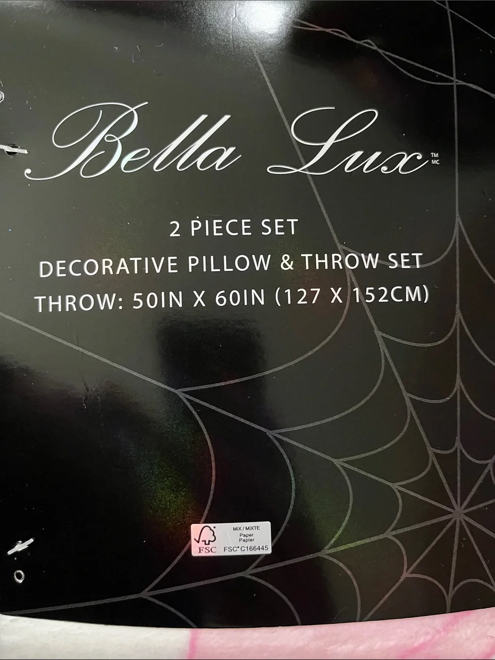 Bella Luxx White Faux Fur Kids Pillow & Throw Set with Pink Accents